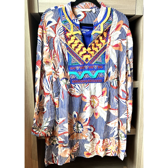 Soft Surroundings Women XL Top 2 Pc NEW Peasant Cottage Core Embroider Layered - Picture 10 of 10